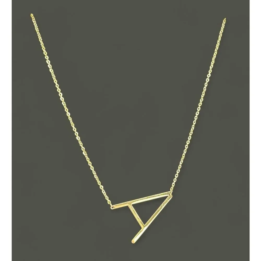 Savvy Cie Silver Stainless Steel Gold Plated Initial A Pendant Necklace NWT